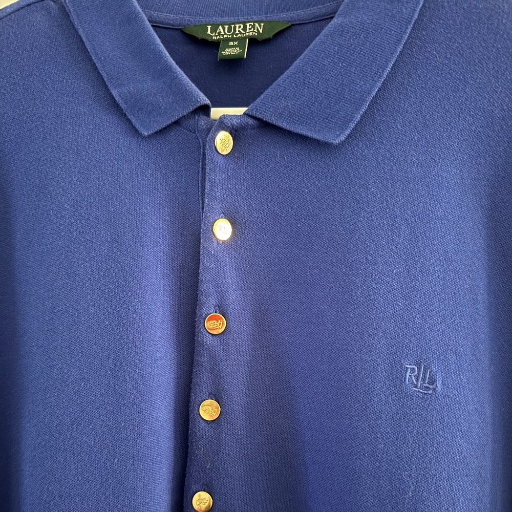 Lauren Ralph Lauren women's royal blue pique polo shirt size 3X - Picture 3 of 3